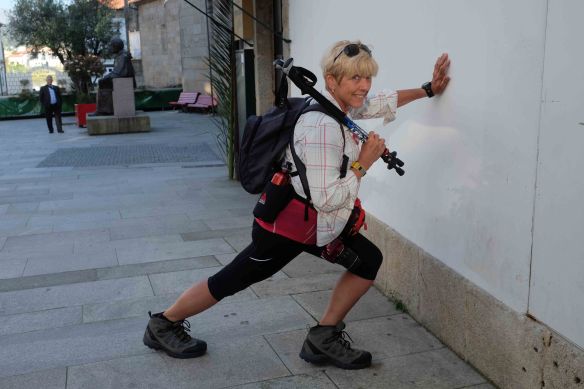 Arlene doing stretches