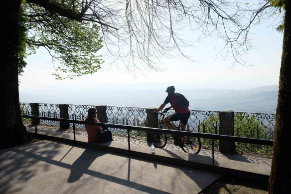 cyclist on terrace