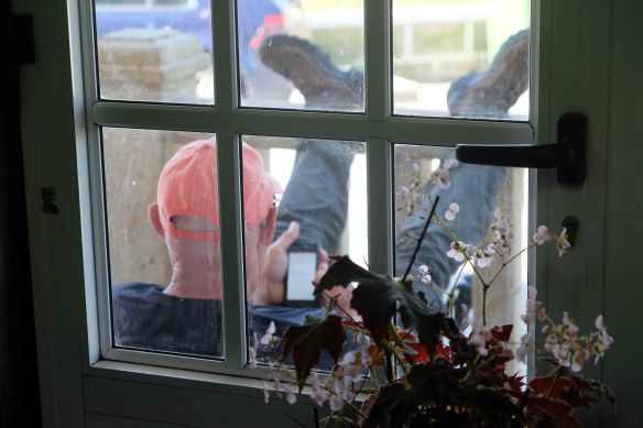 steve at cafe with legs up