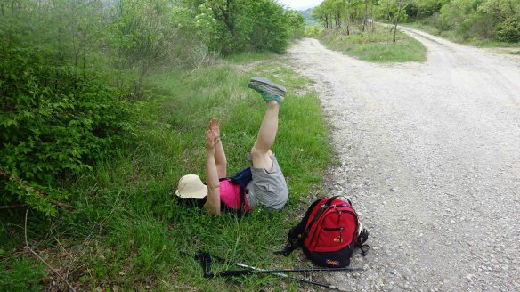 Marie doing yoga  - side view