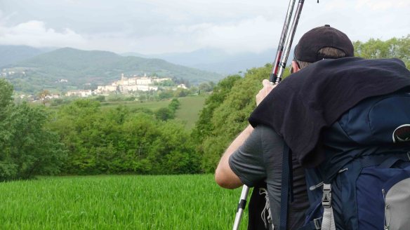 Photographing village on hill