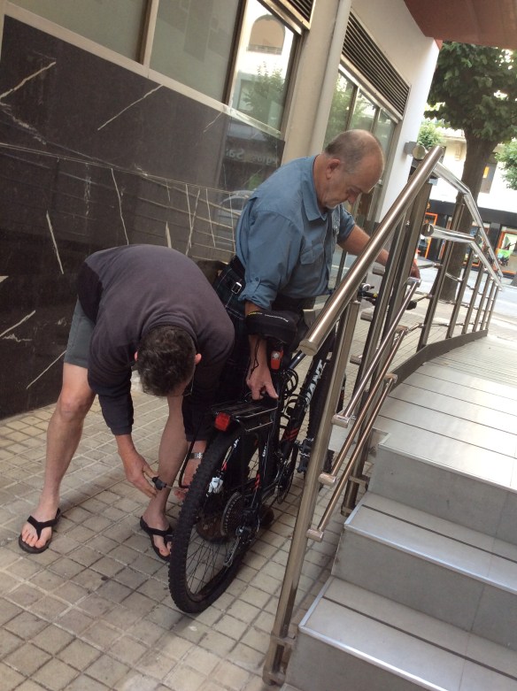 Mike and David reassembling the bike